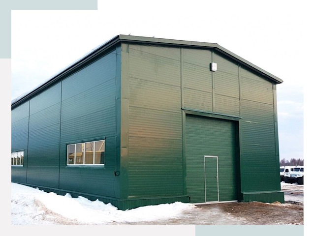 Двускатные ангары в Кингисеппе